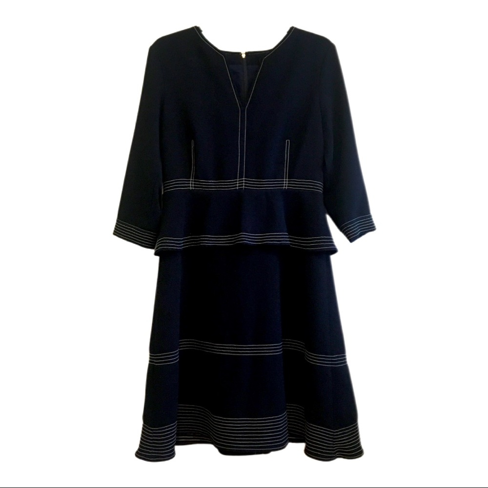 Banana Republic Tiered Striped Midi Dress (Navy)